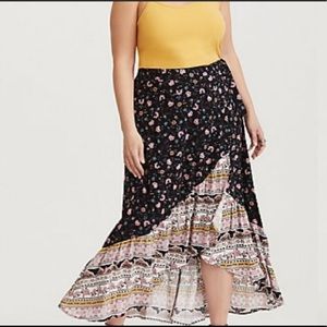 Torrid Hi-Low Floral Challis Wrap Skirt